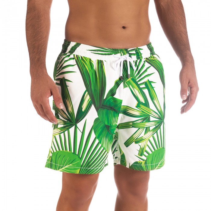 Tropical White Board Shorts - Bradley Luxury Brand